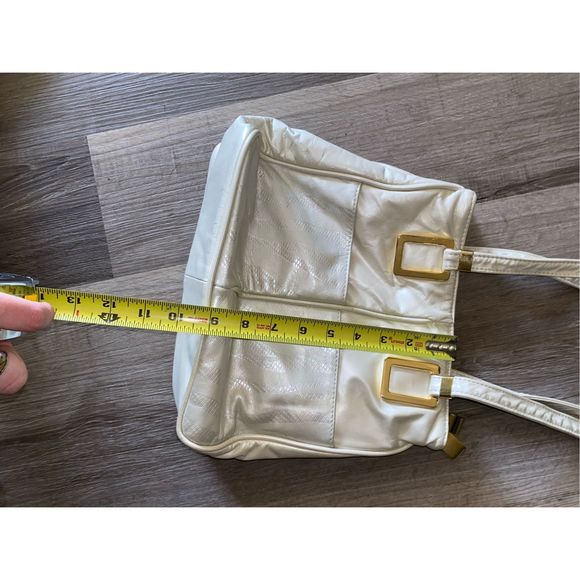 Dawli 100% Leather Cream Gold Hardware Snakeskin Shoulder Bag Purse - Picture 6 of 15